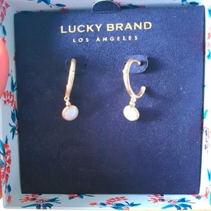 Crystal Lucky Brand Earrings w/ Gold Accent